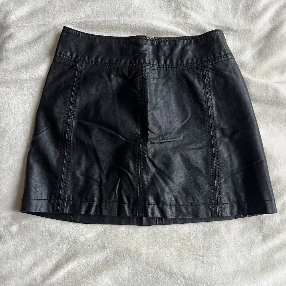 Free People Black Leather Skirt Size 2
